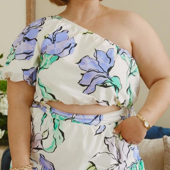 A New Day One-Shoulder Cropped Top – XXL – NWT – Floral Puff Sleeve - Picture 9 of 9
